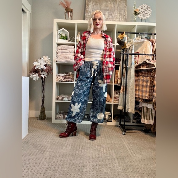 Women’s POL Patchwork denim joggers - Picture 2 of 6